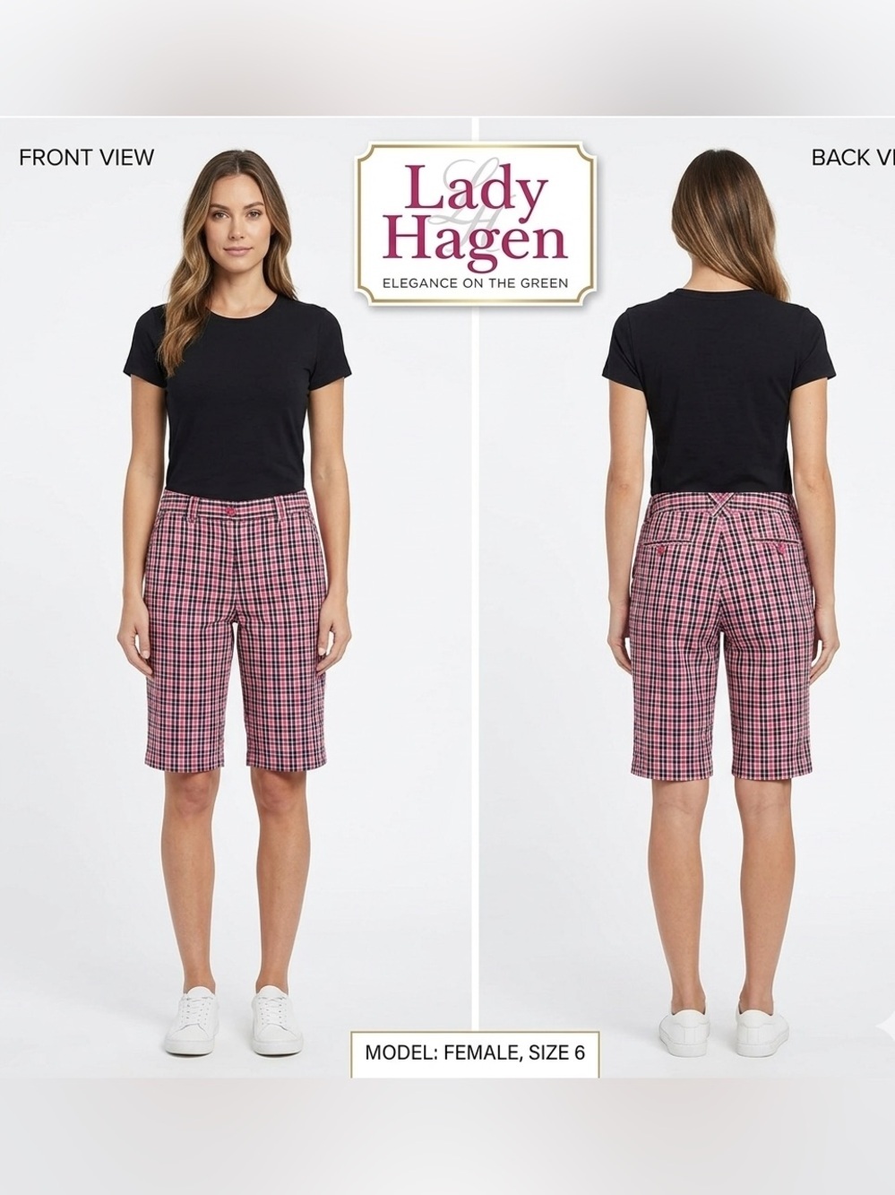 Lady Hagen Checkered 14” Bermudas 6